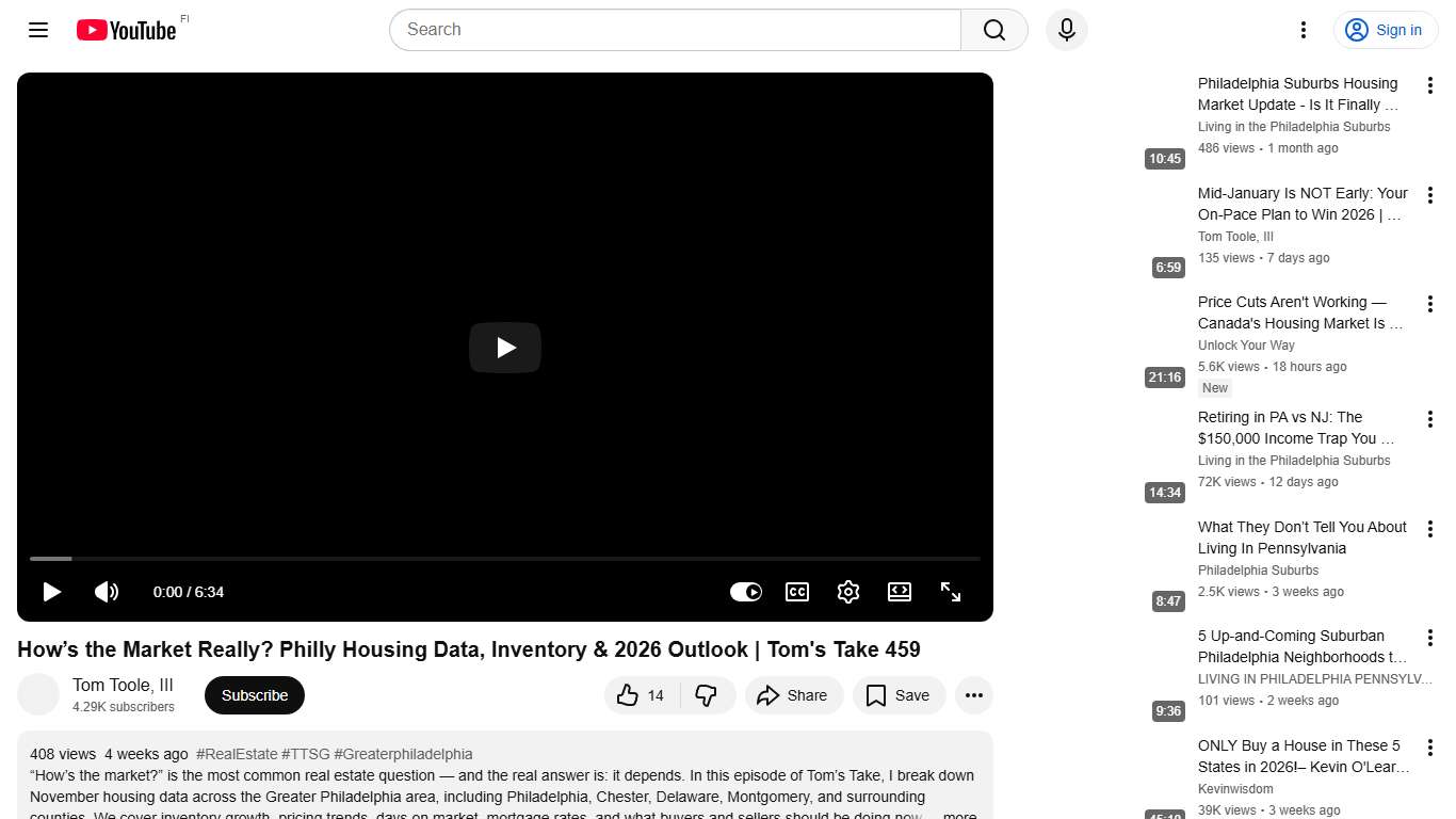 How’s the Market Really? Philly Housing Data, Inventory & 2026 Outlook | Tom's Take 459 - YouTube